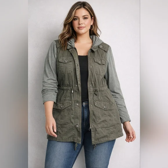 Torrid Olive and Gray Utility Jacket - Picture 1 of 7